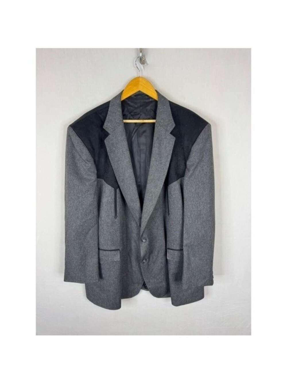 Circle S Western Blazer Gray Black Yoke Sport Coat Mens 56L Made in USA